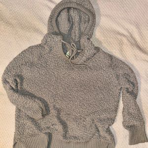 Grey "Popcorn" Knitted Hoodie: warm, cute and comfy